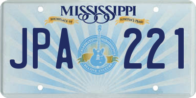 MS license plate JPA221