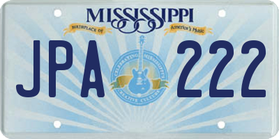 MS license plate JPA222