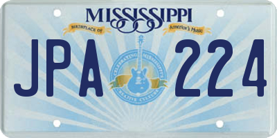 MS license plate JPA224
