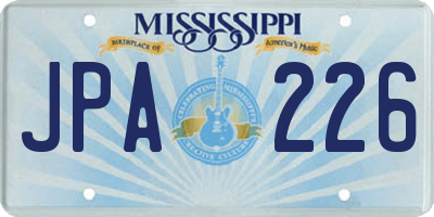 MS license plate JPA226