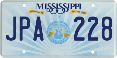MS license plate JPA228
