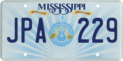 MS license plate JPA229