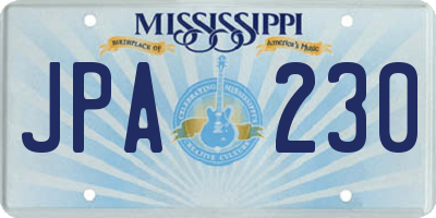 MS license plate JPA230