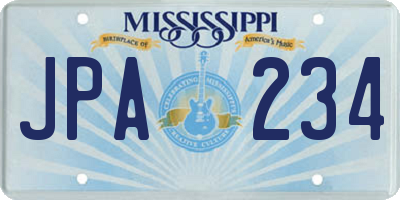 MS license plate JPA234