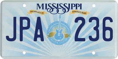 MS license plate JPA236