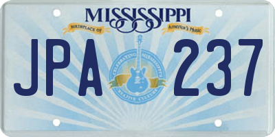 MS license plate JPA237