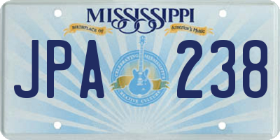 MS license plate JPA238