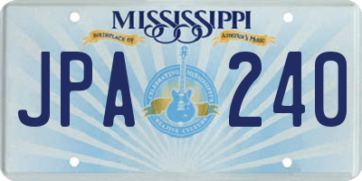 MS license plate JPA240
