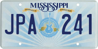 MS license plate JPA241