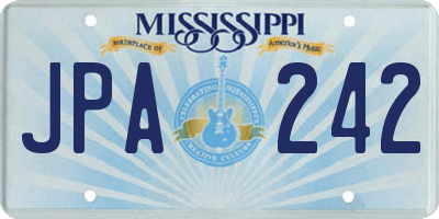 MS license plate JPA242