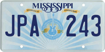 MS license plate JPA243