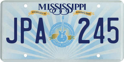 MS license plate JPA245