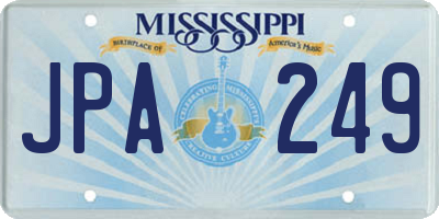 MS license plate JPA249