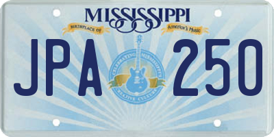 MS license plate JPA250