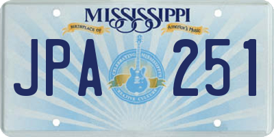 MS license plate JPA251