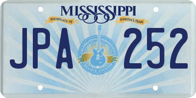 MS license plate JPA252