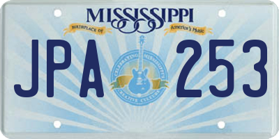 MS license plate JPA253