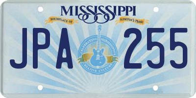MS license plate JPA255