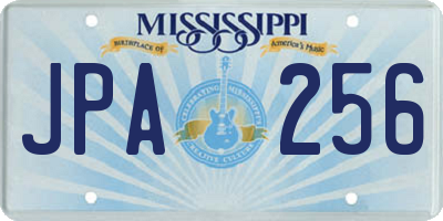 MS license plate JPA256