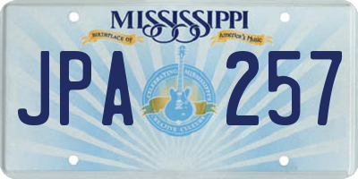 MS license plate JPA257
