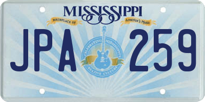 MS license plate JPA259