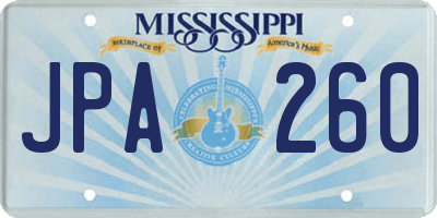 MS license plate JPA260
