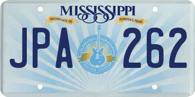 MS license plate JPA262