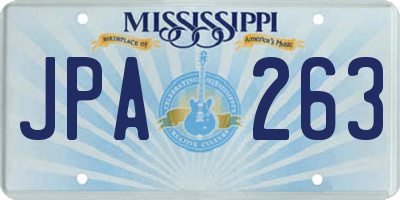MS license plate JPA263