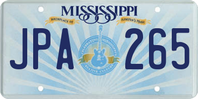 MS license plate JPA265