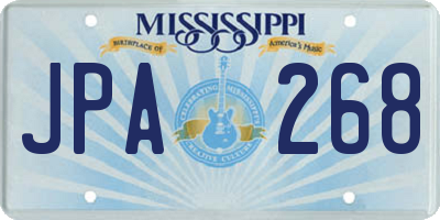 MS license plate JPA268