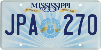 MS license plate JPA270