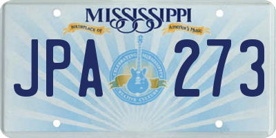 MS license plate JPA273