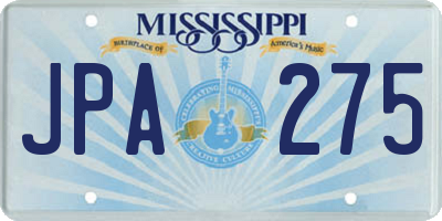 MS license plate JPA275