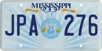 MS license plate JPA276