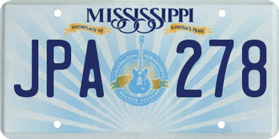 MS license plate JPA278