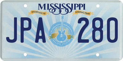 MS license plate JPA280