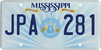 MS license plate JPA281
