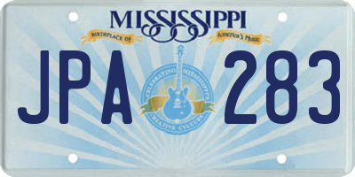 MS license plate JPA283