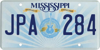 MS license plate JPA284