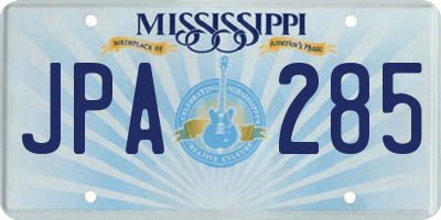 MS license plate JPA285
