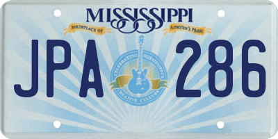 MS license plate JPA286