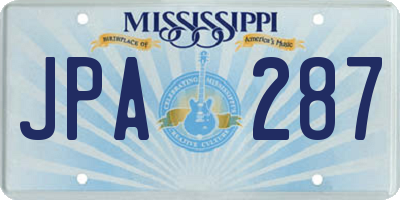 MS license plate JPA287