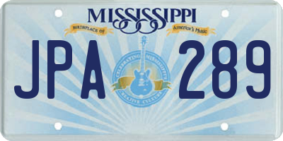 MS license plate JPA289