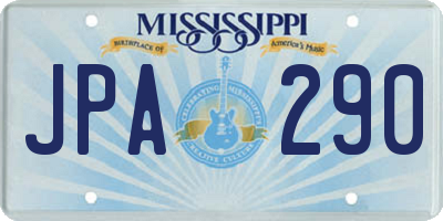 MS license plate JPA290