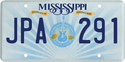 MS license plate JPA291