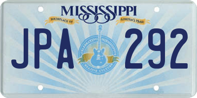 MS license plate JPA292