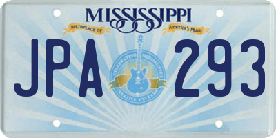 MS license plate JPA293