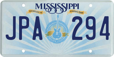 MS license plate JPA294