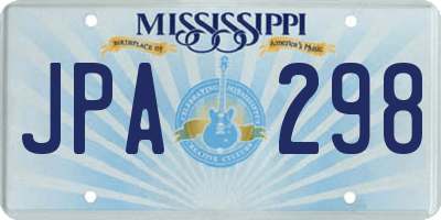 MS license plate JPA298