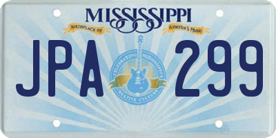 MS license plate JPA299